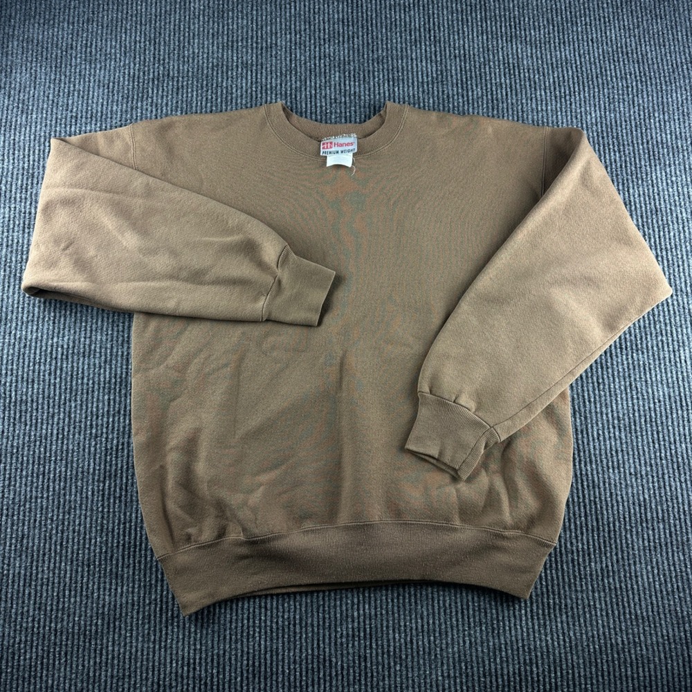 Hanes Premium Weight Sweatshirt Mens Large Brown Crewneck Long Sleeve Vintage